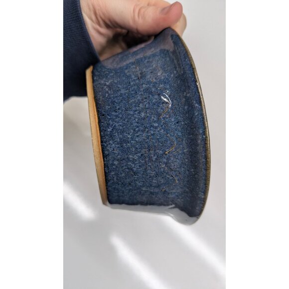 Art Pottery Apple Bell Pepper Baking Dish Blue Glaze Signed - Picture 9 of 15